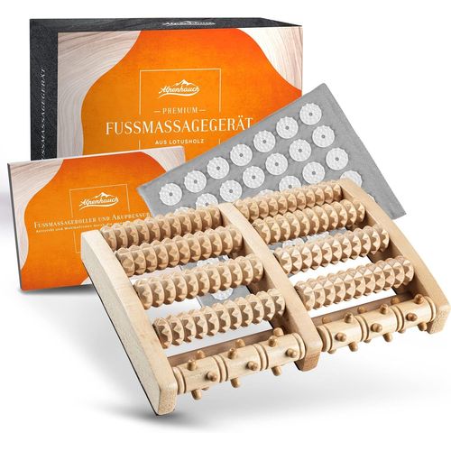 Rouleau De Massage Des Pieds En Bois Véritable Avec Tapis D'acupression - Appareil De Massage Revitalisant Avec Picots - Rouleau De Massage Des Pieds Stimulant - Massage Des Pieds Pour