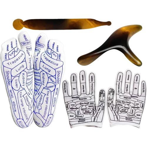 Kal-Paire De Chaussettes De Massage En Acupunt, 2 Masseurs, 1 Paire De Gants De Massage, Kit De Massage Des Pieds, Gants De Massage Élastiques
