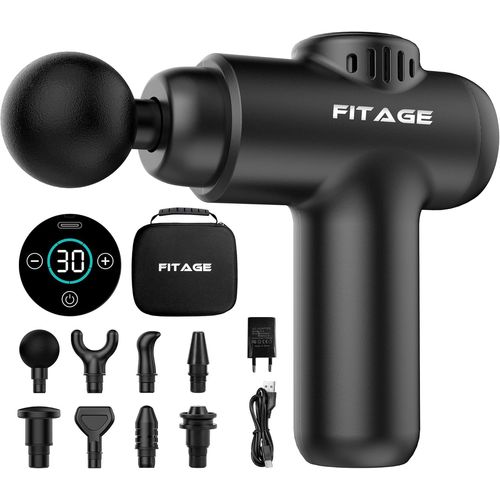 Pistolet De Massage Musculaire Avec 30 Vitesses Réglables Masseurs Électriques Portables, 8 Embouts Pour Tissus Profonds, Épaules, Dos Et Corps Entière Appareil De Massage - Mini