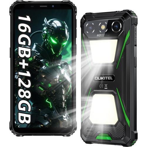 OUKITEL G5 Telephone Portable Incassable 2025, 16GO RAM+128GO ROM/1TO, Smartphone Incassable 900LM Lampe Camping, Batterie 6300mAh, ¿¿cran 6"", Cam¿¿ra 13MP, T¿¿l¿¿phone Dual SIM, NFC/Face ID/OTG/GPS- Vert