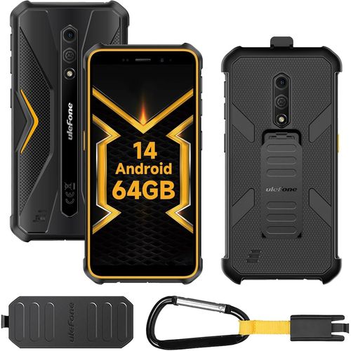 KALSG-Armor X12 Pro Telephone Protable Incassable Android 14,8Go+64Go Rom/Tf-256Go,13Mp+8Mp Caméra,4860Mah Batterie,5,45''Hd+,Octa Core Smartphone Incassable,Dual Sim/Face Id/Nfc/Gps,Orange