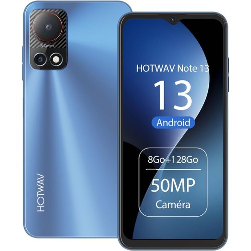 KGABERY-Note 13 Téléphone Portable (2024), 8Go + 128Go Rom/Tf 1To, Android 13 Smartphone, 50Mp+16Mp, Écran 6.6"" Hd+, Batterie 5160Mah/Double Sim 4G/Octa Core/5G Wi-Fi/Face Id/Fingerprint Id/Gps/Bleu