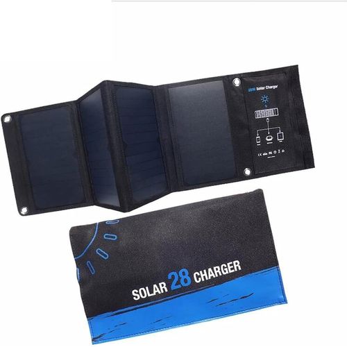 Chargeur Portatif De Panneau Solaire, Chargeur Solaire Pliable 28w Avec Panneau Solaire Sunpower Pour Smartphone, 3 Ports Usb (5v / 3a Max)