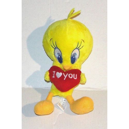 Peluche Titi i love you coeur Avenue Of The Stars Doudou Titi Tweety 21 Cm