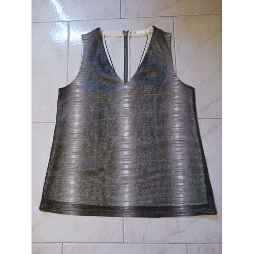 Top Gris Et Blanc Brillant Taille Unique