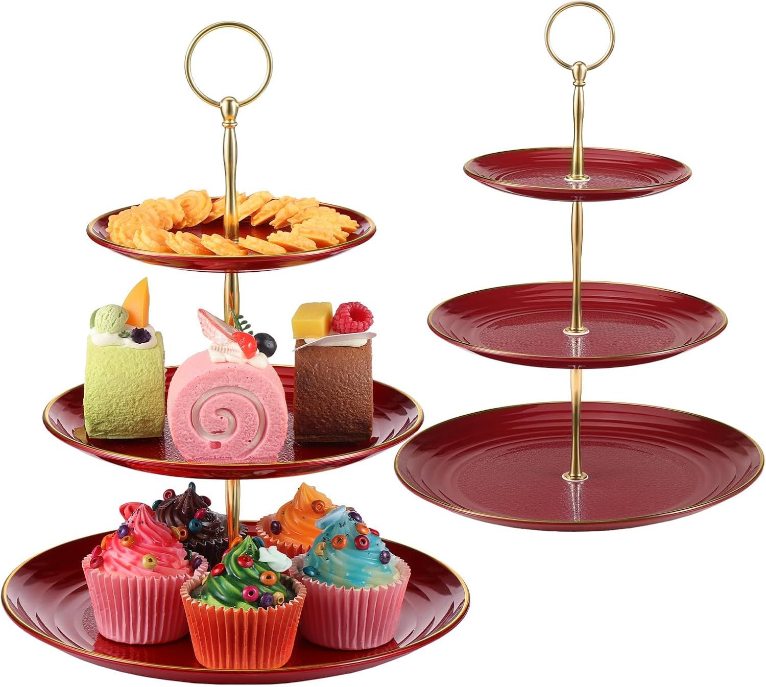 Présentoir à Cupcakes à 3 étages En Plastique Avec Plateau De Service à étages Pour Fête, Mariage, Décoration D'intérieur (#3