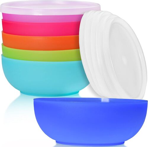 Neo Bol Plastique 6 X 14 Cm/500 Ml-Couleur-Avec Couvercle-Bol Petit Dejeuner-Bol Bebe