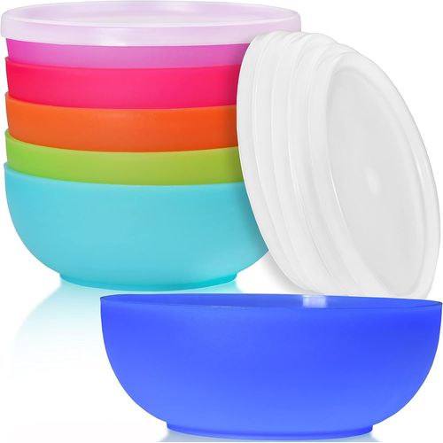 Neo Bol Plastique 6 X 14 Cm/500 Ml-Couleur-Avec Couvercle-Bol Petit Dejeuner-Bol Bebe