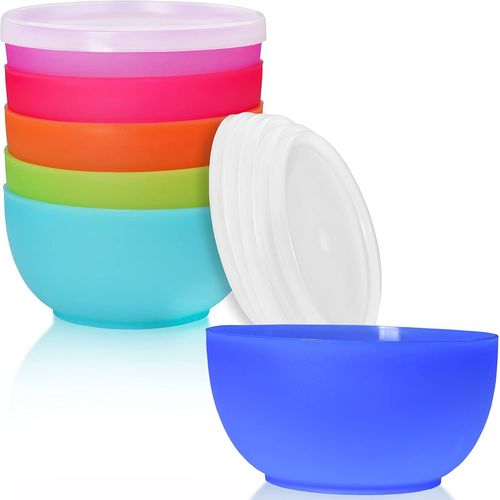 Neo Bol Plastique 6 X 12 Cm/350 Ml-Couleur-Avec Couvercle-Bol Petit Dejeuner-Bol Bebe