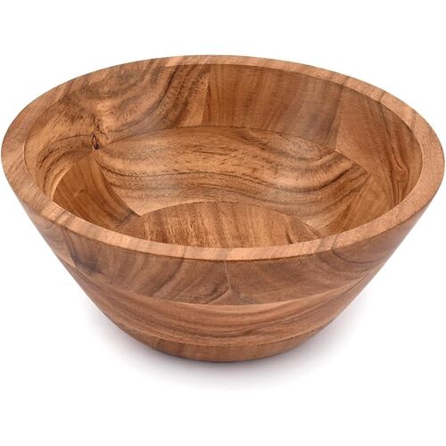 Gros Saladier En Bois D'acacia,Parfait Pour La Salade,Les Légumes,Le Bol À Salade Et Le Centre De Table Décoratif,Absolument Beau Pour Votre Cuisine (22,9 X 22,9 X 10,2 Cm)