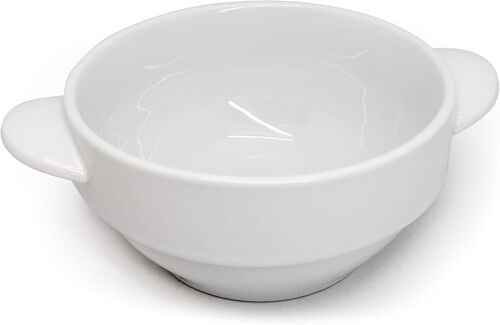 Fih 554 Bol À Soupe En Porcelaine Avec Poignées,Idéal Pour Céréales D'avoine Blanche,Bols De Nouilles En Céramique,Bols De Cuisine En Porcelaine,Passe Au Lave-Vaisselle Et Au Micro-Ondes