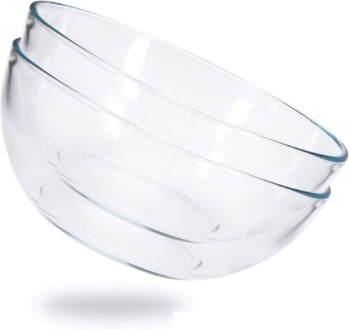 Saladier Verre,Grand Bol A Soupe Bol En Verre Trempé,Bols Épais Et Lumineux,Ø 20 Cm 2 Pièces
