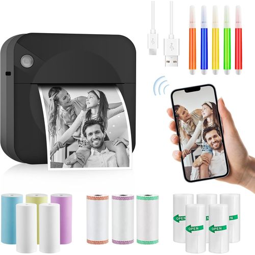 Imprimante Photo Portable Sans Fil-Mini Instantané,Thermique,Mobile-Pour Photos,Liste d'Étiquettes,Reçus,Mémos