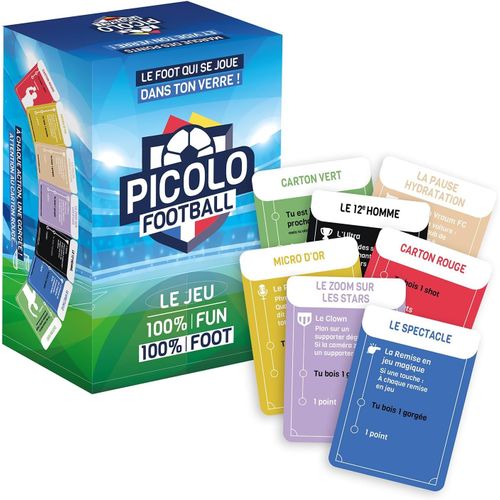 Picolo Foot®-Jeu De Cartes Apéro Spécial Match De Foot|100 Cartes,5 Catégories Fun|Gages Pendant Le Match|Simple,Rapide Et Drôle|Idée Cadeau Fans De Football| Corner®