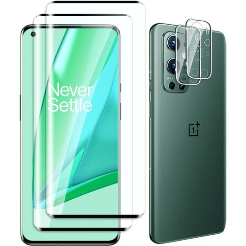 Pack 4 Pièces Verre Trempé Pour Oneplus 9 Pro ¿ 2 Films Écran + 2 Protections Caméra, 9h Antirayures, Sans Bulles, Couverture 3d Intégrale, Ultra Clair Hd
