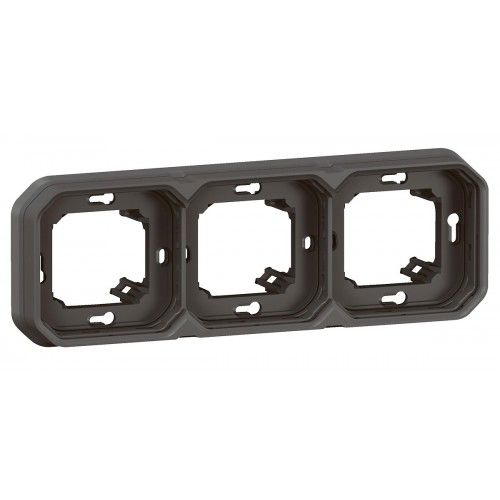 Support plaque encastré 3 postes étanche anthracite Plexo LEGRAND