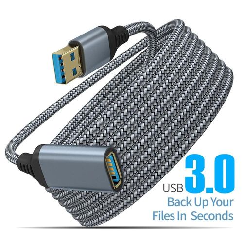 Câble de données de Transmission à grande vitesse USB 3.0mâle à femelle tressé en Nylon câble d'extension d'imprimante de caméra d'ordinateur 0.5m 1m 2m 3m 5m-0.5m-Grey