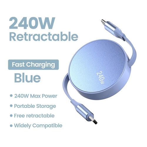 Nnbili 240w Usb C Vers Usb C Câble Pour Iphone 15 Pro Max Cordon De Données De Charge Rapide Câble De Chargeur Usb C Rétractable Pour Ordinateur Portable.Blue.