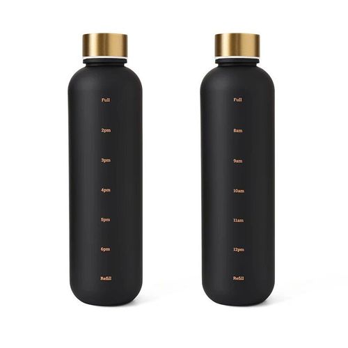 Bouteille En Plastique Conviviale Ré Sans Bpa Avec Marqueur De Temps,Étanche,Réutilisable,Motivation,Fitness,Sport,Extérieur,Voyage - Type Black-1000ml #D