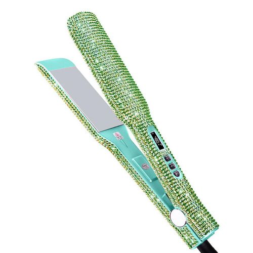 Lisseur De Cheveux Strass 240°C Chaleur Rapide 2 Pouces Plaque De Titane Fer Plat Lcd Affichage Outil De Coiffure Pour Cadeau Voyage - Type Green