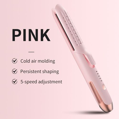 Fer À Lisser Et À Friser Deux En Un À Ions Négatifs,Fer À Lisser À Vent Froid,Brosse À Palette Pour Usage Professionnel En Salon - Type Pink