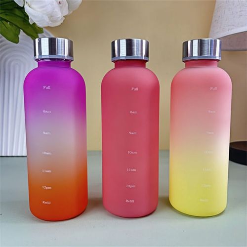 Bouteille De 550ml Avec Marqueur De Temps,Motivation,Réutilisable,Fitness,Sports De Plein Air,Voyage,Étanche,Sans Bpa,Plastique Givré - Type [Set 3]-550ml