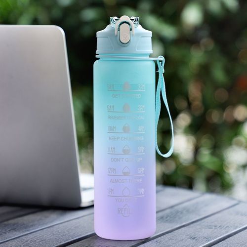Bouteille D'eau De Sport De 900ml Avec Marqueur De Temps,Tasse Anti-Fuite,Bouteille D'eau Portable De Motivation Pour Le Sport De Plein Air,Le Fitness,Sans Bpa - Type Green-1 Pc