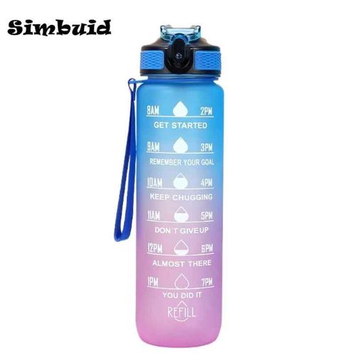 Bouteille D'eau De Sport De 600ml Avec Marqueur De Temps,Tasse Anti-Fuite,Bouteille D'eau Portable De Motivation Pour Le Sport De Plein Air Et Le Fitness - Type 900-1000ml Blue-B