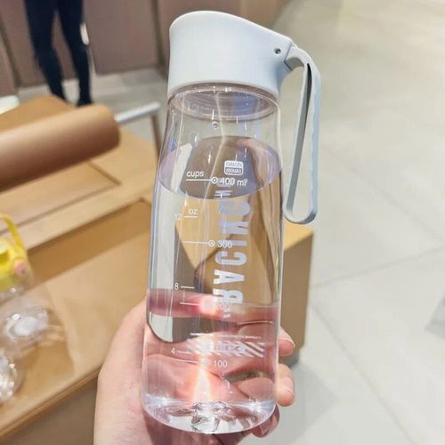 Bouteille D'eau Transparente En Plastique Sans Bpa Pour Homme Et Femme,Gourde Portable De 550 Ml,Idéale Pour La Course À Pied,Le Dehors Et L'été,650 - Type Couvercle Gris-550ml