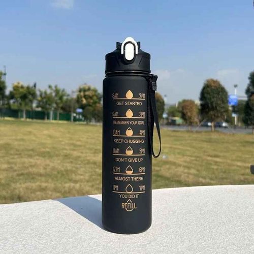 Bouteille D'eau De Sport De 600ml Avec Marqueur De Temps,Tasse Anti-Fuite,Bouteille D'eau Portable De Motivation Pour Le Sport De Plein Air Et Le Fitness - Type 750-850ml Black-C