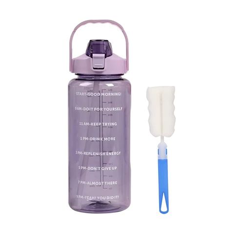 Bouilloire En Plastique De 2 Litres,Grande Bouteille D'eau De Voyage Portable Avec Paille,Tasse De Sport Et De Fitness,Grande Tasse De Graisse Universelle Pour Adulte - Type Purple 2pcs-2l