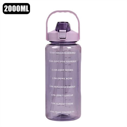 Bouteille D'eau En Plastique Avec Paille De 2 Litres,Grande Bouteille De Voyage Portable,Tasse De Sport Et De Fitness,Grande Tasse De Graisse Universelle Pour Adulte - Type Purple-2l