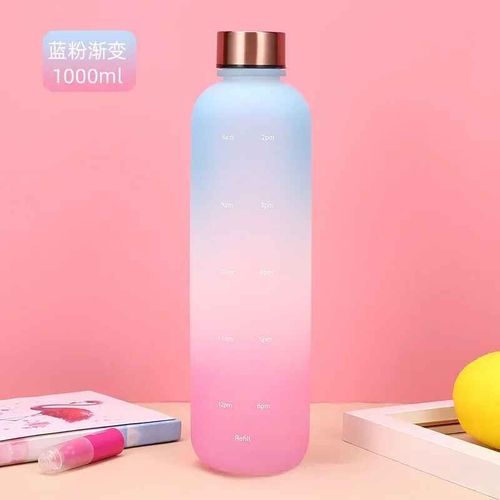Bouteille D'eau 1l Avec Horodatage Sans Bpa,Bouilloire Conviviale Rée,Réutilisable,Étanche,Fitness,Sport,Voyage En Plein Air - Type Blue Pink-1000ml