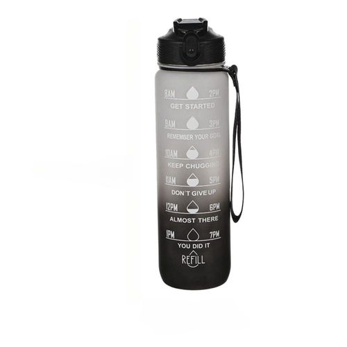 Bouteilles D'eau Anti-Fuite De 1000ml,Avec Fois De Boire Et De Paille,Bouteille D'eau De Sport De Motivation Pour Fitness,Salle De Sport En Plein Air - Type Grey-1000ml