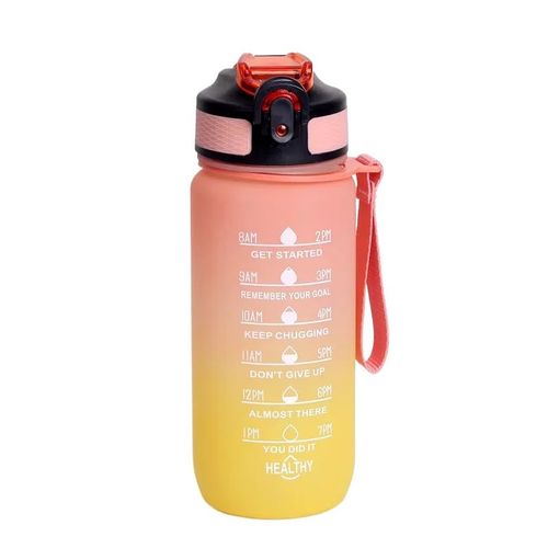 Bouteille D'eau De Sport De 600ml Avec Marqueur De Temps,Tasse De Couleur Dégradée,Tasse Anti-Fuite,Verres De Motivation,Sport De Plein Air,Fitness - Type Gradient Yellow-600ml