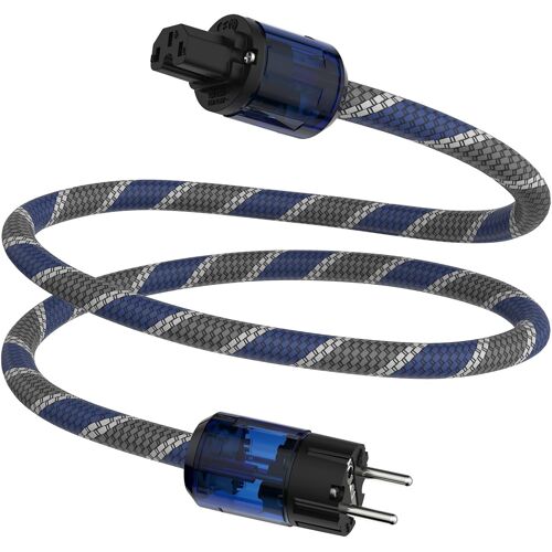 Câble d'alimentation HiFi High End 2 m OFC plaqué argent avec prise Schuko et connecteur de dispositif froid pour amplificateur, lecteur DVD, récepteur AV, précurseur, home cinéma