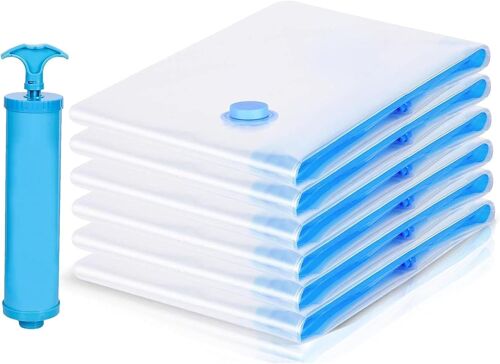 SJZG-Sacs De Rangement À Compression Sous Vide Avec Pompe À Main, Jumbo, Paquet De 6, Transparents