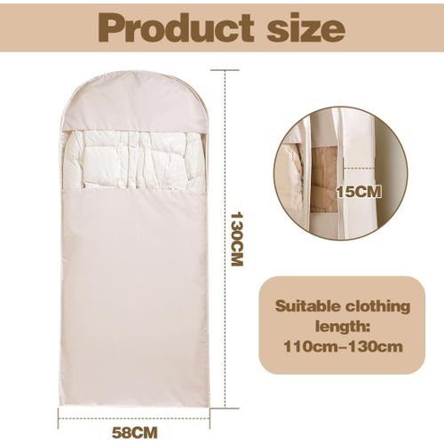SJZG-Sacs Sous Vide À Suspendre Avec Fermeture Éclair Auto-Compressive - Peu Encombrant Pour Couettes, Vêtements, Costumes, Robes Et Vestes - Pour Plus D'Espace Dans La Chambre - Beige - Taille L