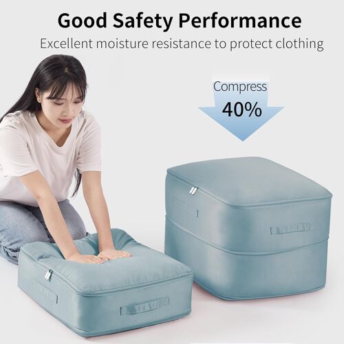 Sjzg-2 Pièces Ultra Gain De Place Organiseur Auto-Compressif, Boîte De Rangement Sous Le Lit, Sac De Rangement Pour Couettes Et Vêtements,Sac Compression Voyage- Gris Xl