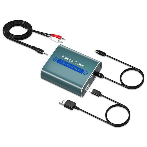 CFRY-Convertisseur Analogique-Numérique avec CâBle O ptique Prises Jack 3,5mm, Convertisseur D'Audio Aux en NuméRique Coaxiale Toslink Fibre Optique Avec CâBle Fibre Optique Pour ps3, ps4, téLéVis