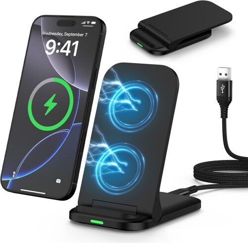 KALANKA-Station de charge inductive pliable 15 W pour Samsung Galaxy S25 Ultra/S24/S23/S22/S21/S20/Z Flip 7, Google Pixel 10 9 8 7, chargeur rapide sans fil pour iPhone 16 17