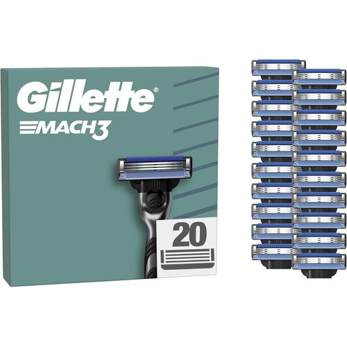 Lot De 20 Recharges De Rasoir Pour Homme Mach3 Turbo, Authentiques, Cartouche Avec Bande Lubrifiante Pour Une Glisse Fluide, Nouveau Revêtement De Lame Pour Réduire La Pression Sur La Peau[Z874] 