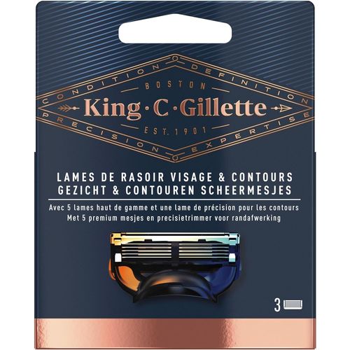 King C.Gillette Recharges De Lames, Rasage Et Contours, Permet D¿Atteindre Les Zones Difficiles, Pack De 3 Lames De Recharge 