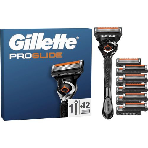 Rasoir Pour Hommes Proglide, 12 Recharges A 5 Lames, Authentiques, Avec Bande Lubrifiante Avant Et Après Pour Un Rasage De Près Et Un Confort Incroyables, 1 Recharge Par 30 Rasages 