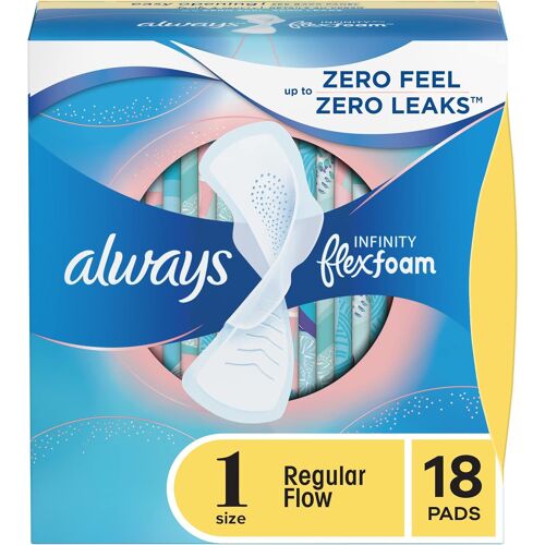 Infinity Lot De 18 Serviettes Hygi¿¿Niques F¿¿Minines Pour Femme, Taille 1, Absorption R¿¿Guli¿¿Re, Avec Ailes, Avec Flexfoam, Non Parfum¿¿Es, 18 Pi¿¿Ces 