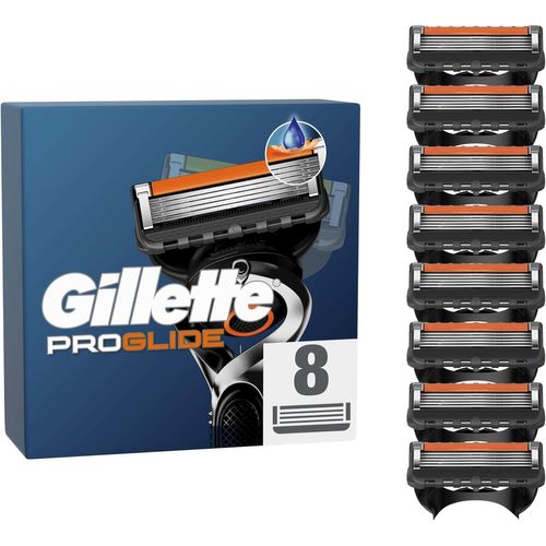 Lot De 8 Recharges De Rasoir Pour Hommes Proglide Authentiques, Cartouche A 5 Lames Ultra-Affutées, Nouvelle Lubrification, Bande Lubrifiante X2, Rasage Du Visage Flexible 
