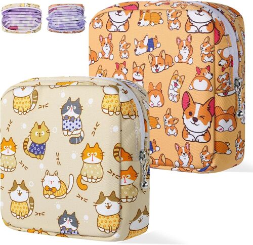 Rangement Des Serviettes Hygi¿¿Niques Pour Tampons, 2 Pi¿¿Ces Sac De R¿¿Gles Sac Hygi¿¿Nique, Mini Sac Menstruel Avec Fermeture ¿¿Clair Pour Femme, Sac De Rangement Portable Pour Serviettes 