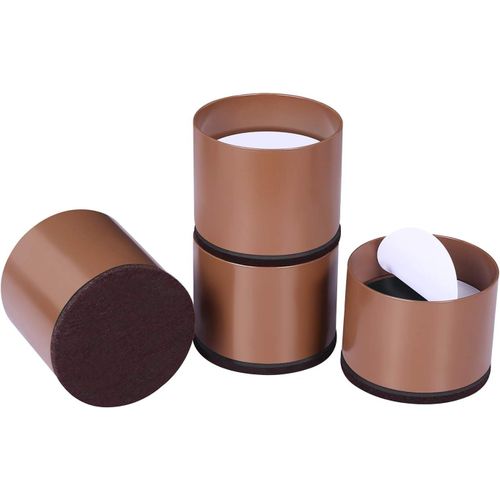 Eryi-Lot De 4 Rehausseurs De Lit Robustes Pour Canapé, Table, Hauteur De Levage De 3 Cm, Coussinet Inférieur Pour Protéger Les Sols, Acier Massif Offrant Un Soutien Solide (Blanc, Marron)