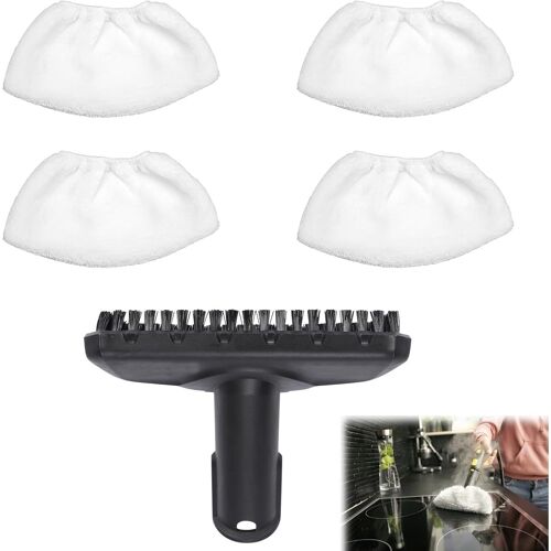 Pack de 5 Accessoires pour Nettoyeur Vapeur Kärcher,pour Nettoyeur Vapeur Kärcher Sc1 Sc2 Sc3 Sc4 Sc5,Ensemble de Chiffons en Microfibre, Pièces Détachées avec Buse Manuelle 2.884-280.0