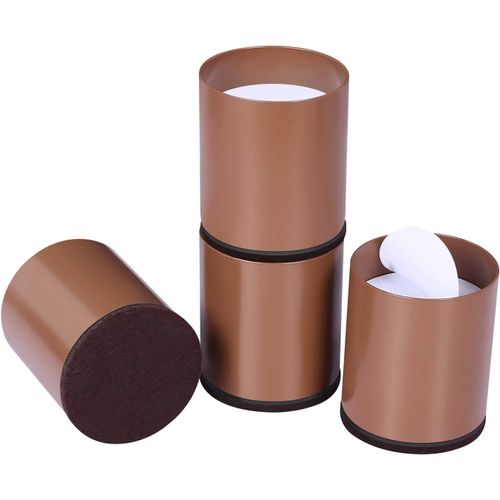 Eryi-Lot De 4 Rehausseurs De Lit Robustes Pour Canapé, Table, Hauteur De Levage De 5 Cm, Coussinet Inférieur Pour Protéger Les Sols, Acier Massif Offrant Un Soutien Solide (Marron, Rond)